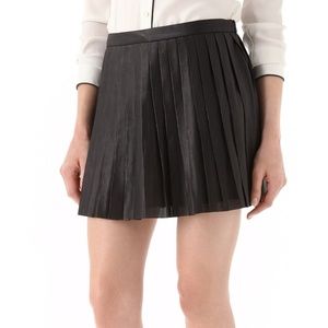 Theory Pleated Leather Miniskirt